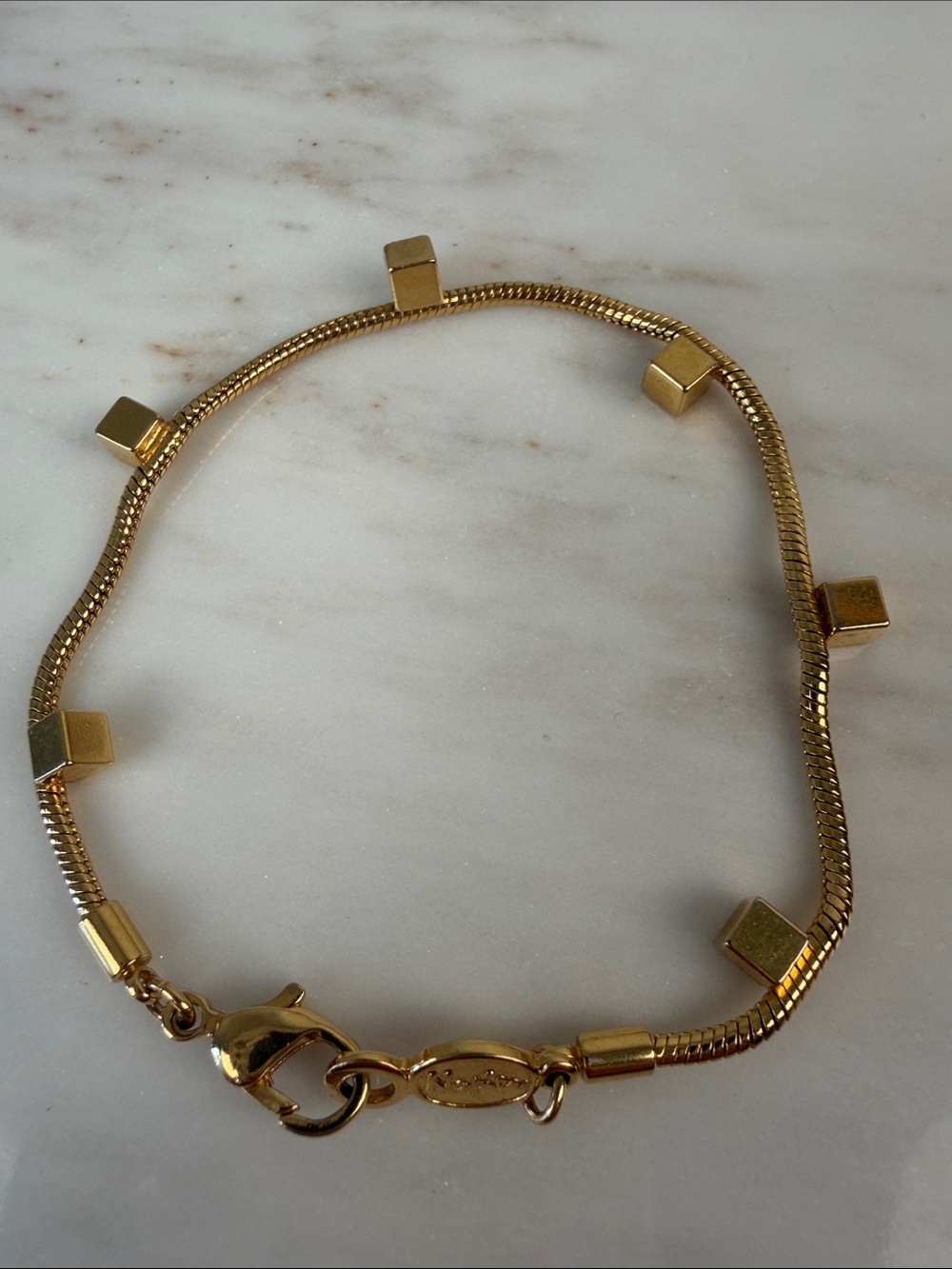 Vintage Napier Minimalist Gold Cube Accent Bracelet